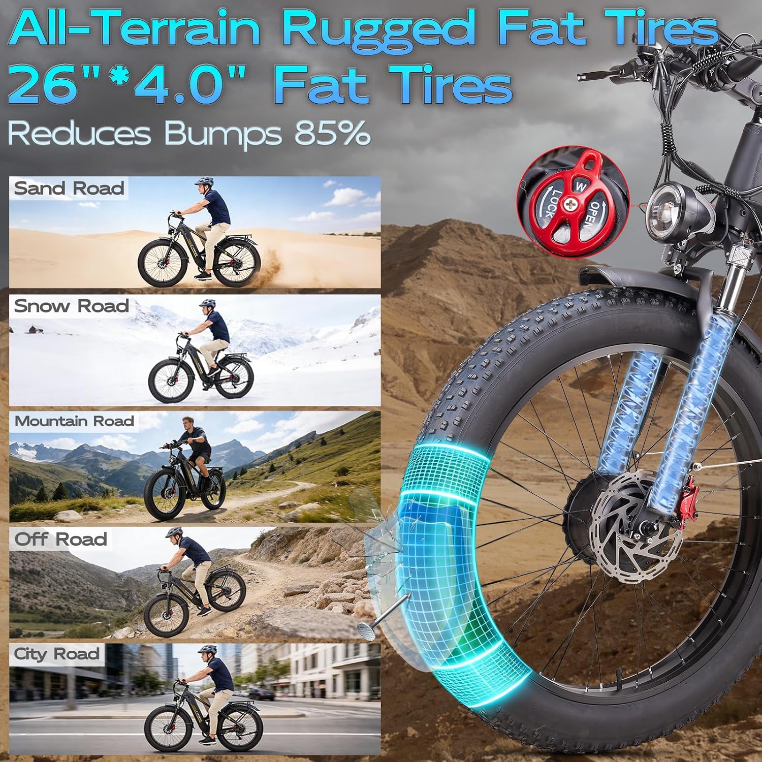Peak 8000W Dual Motor Fat Tire Electric Bike | 50 MPH High-Speed Adult E-Bike (52V, 26" Off-Road)
