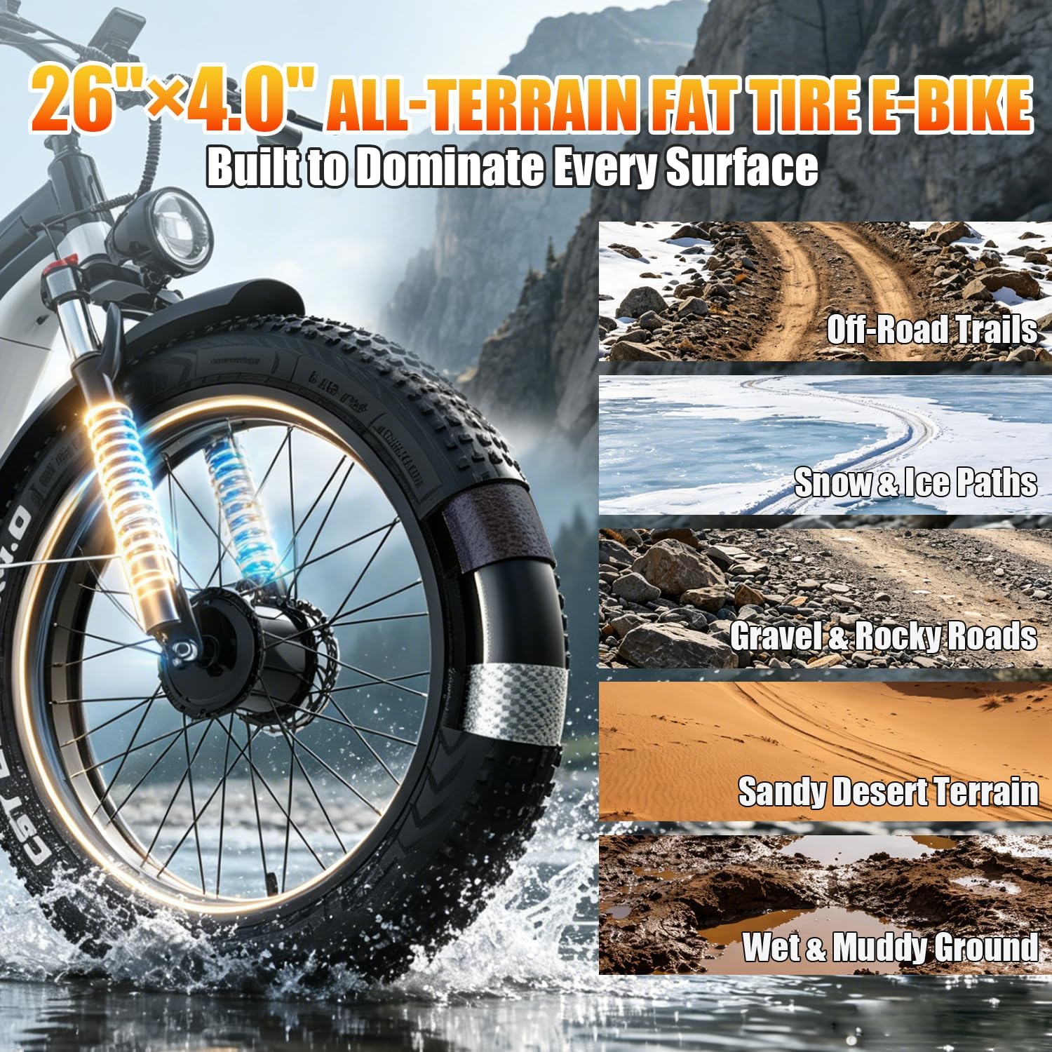 9000W Peak Dual Motor All-Terrain Fat Tire Electric Bike – 52V 30Ah, 55MPH Max Speed, Full Suspension Hydraulic E-Bicycle