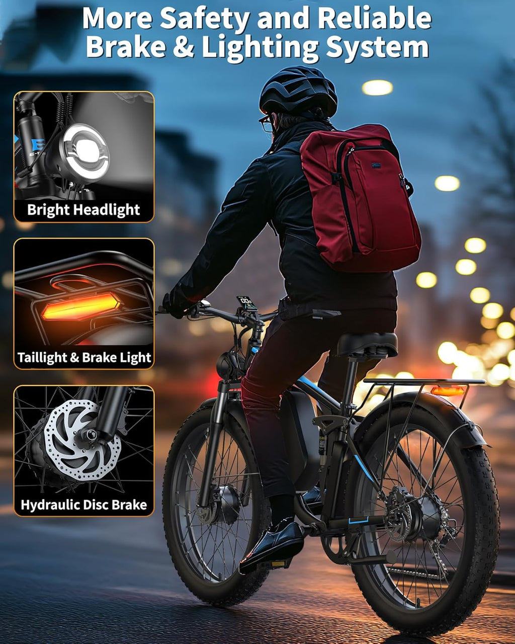 6000W Peak Dual Motor Electric Bike for Adults | 45-50 MPH High-Speed Off-Road Mountain E-Bike, 100-Mile Long Range, Full Suspension & Hydraulic Brakes (24"/26" Fat Tire)