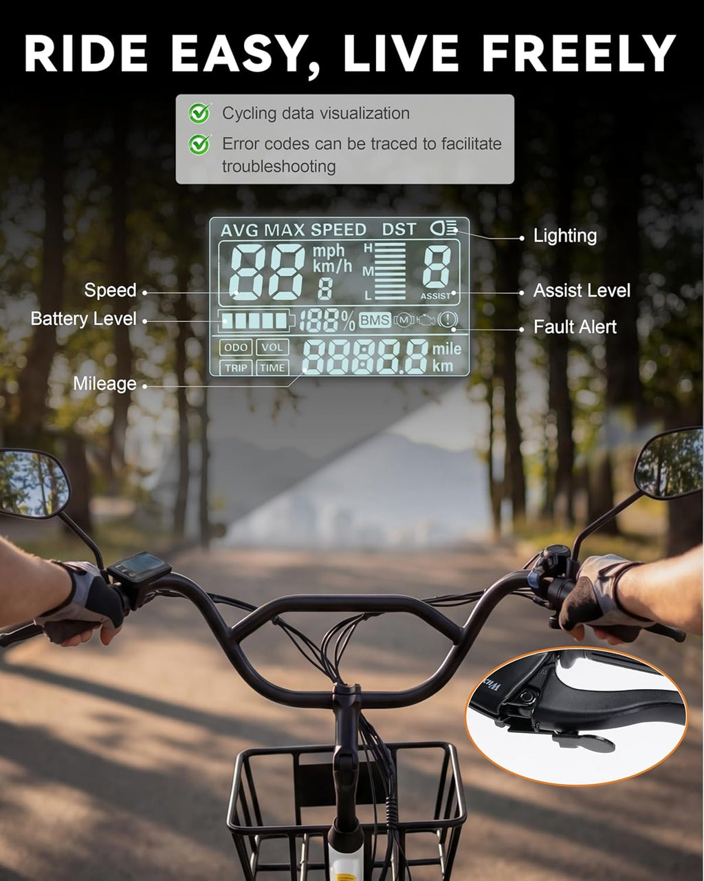 20" Fat Tire Adult Electric Tricycle – 749W Motor, 3-Wheel E-Trike with Cargo Capacity