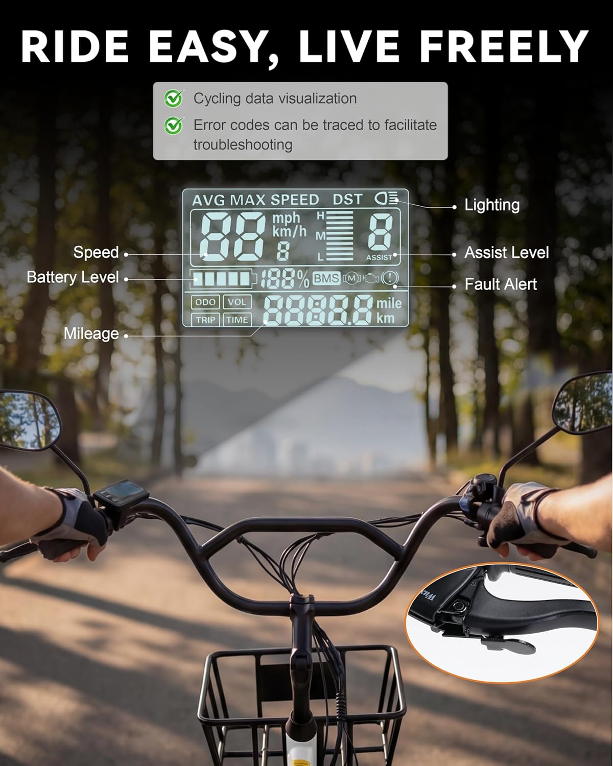 20" Fat Tire Adult Electric Tricycle – 749W Motor, 3-Wheel E-Trike with Cargo Capacity