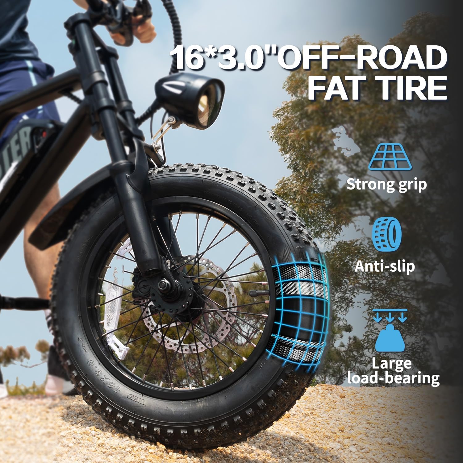 Electric Bike, 16'' Fat Tire E-Bike for Teens/Adults, 500W Small E-Bike with 36V/12.8Ah