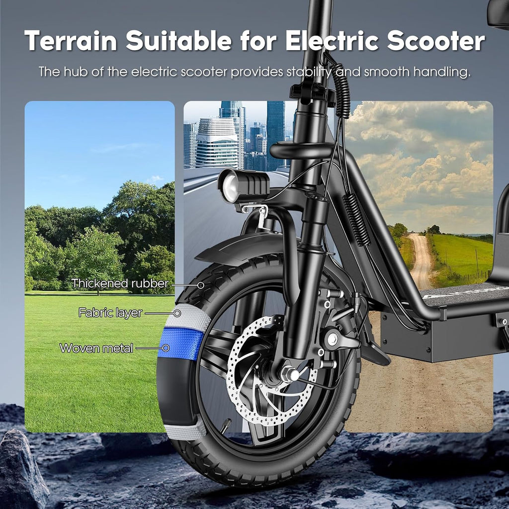 Electric Scooter with Seat for Adults,1000W Peak Power, 35 Mile Long Range