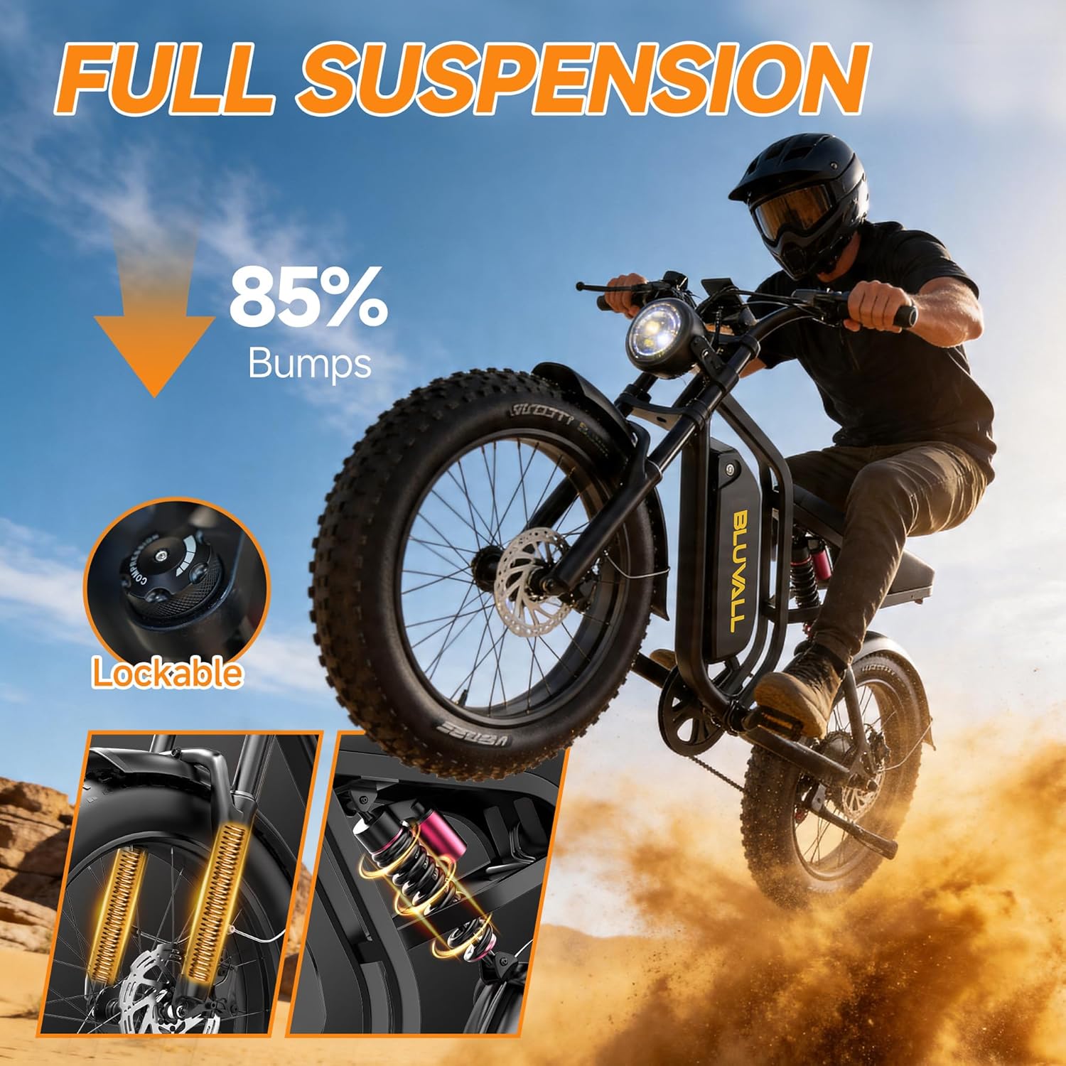 Electric Bike for Adults，Peak 1500W e Bike，20" x 4.0 Fat Tire, 52V20AH