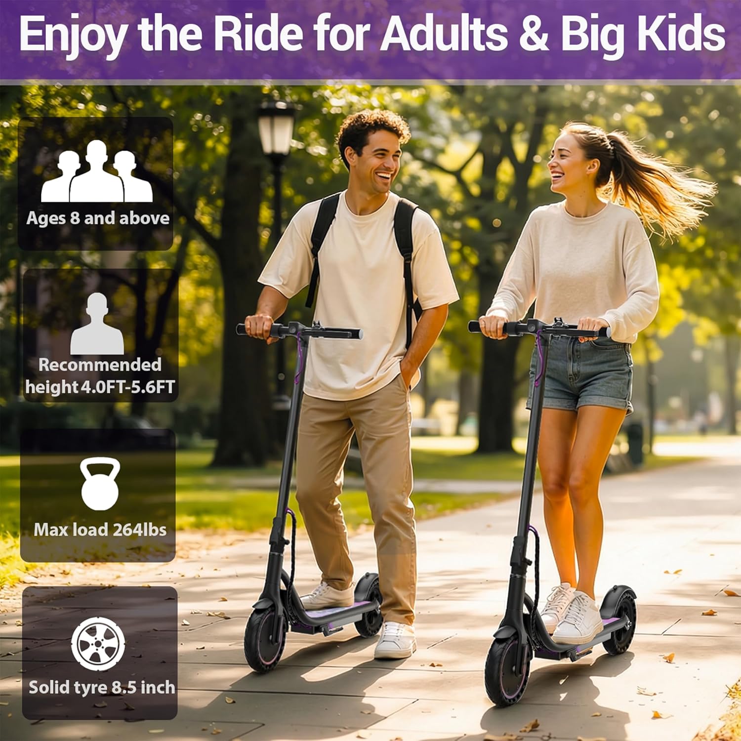 Electric Scooter for Adults, Folding E Scooter with 350W/500W Motor 16/24 Mph Top Speed, Max 19-23 Miles Long