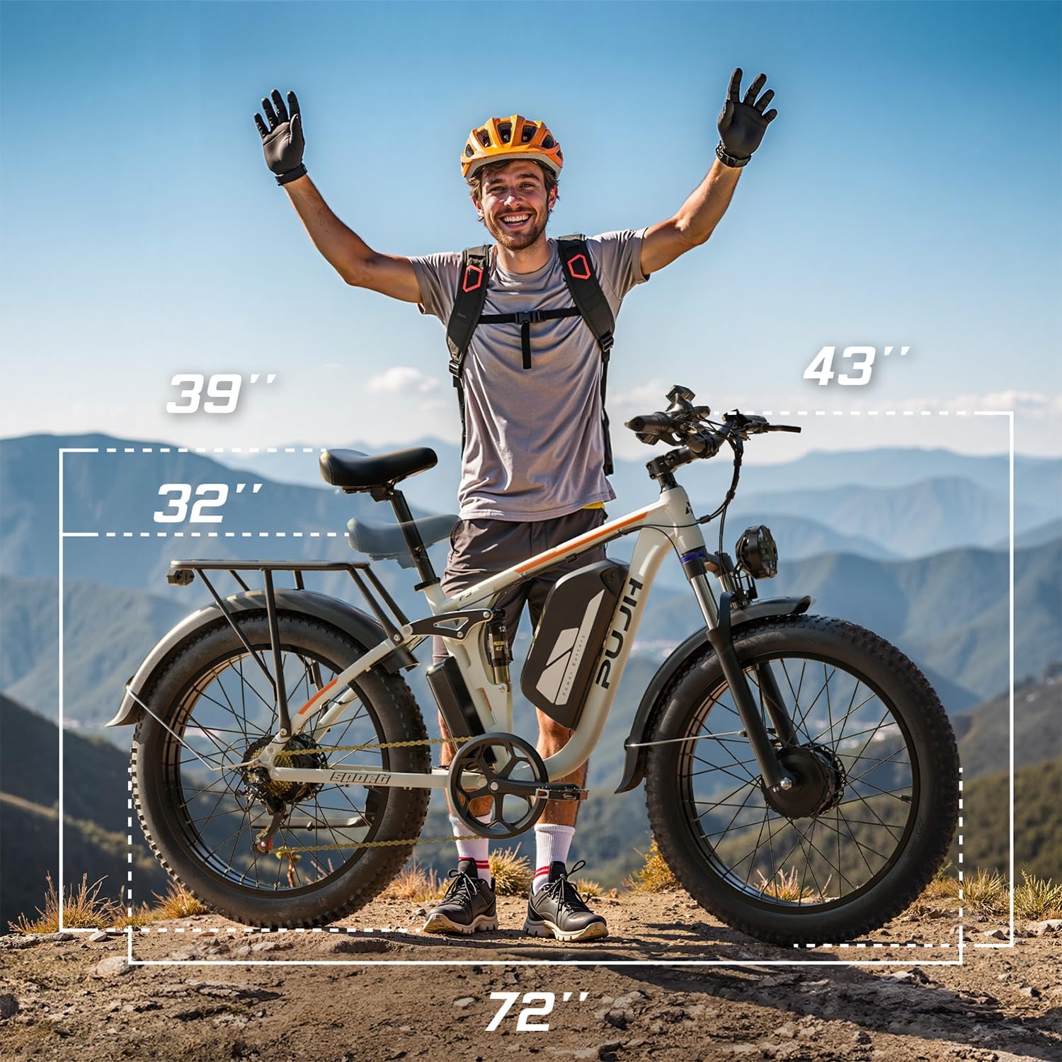 6000W Max Speed 45MPH Dual Motor Electric Bike for Adults,60V 1200Wh