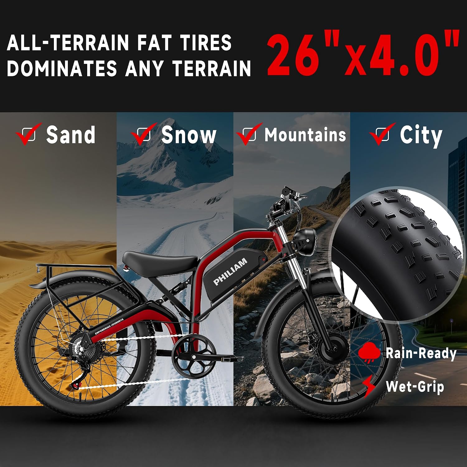 5000W Peak Dual Motor Electric Bike | 26" Fat Tire All-Terrain E-Bike