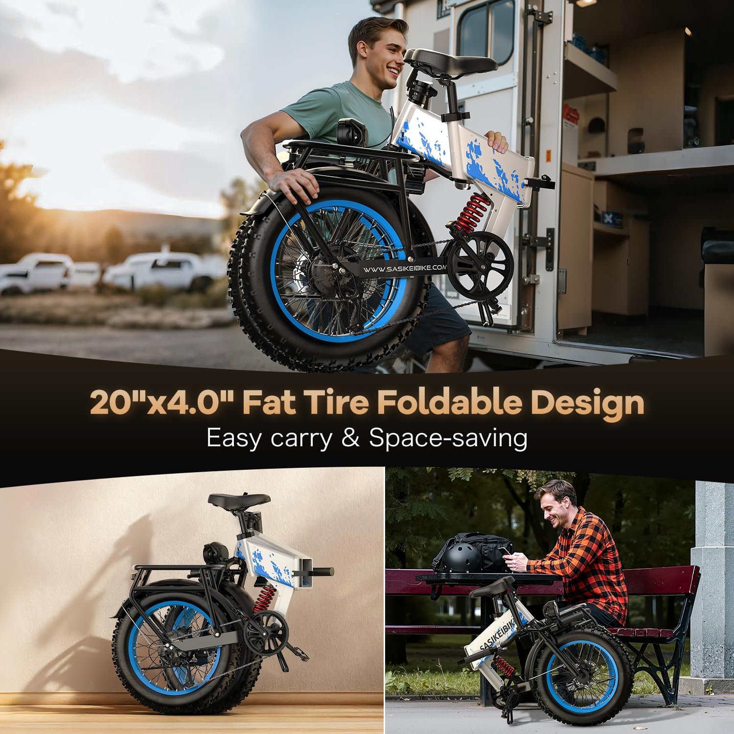 20" Foldable Fat Tire Electric Bike – 1500W Dual Suspension Commuter & Mountain E-Bike