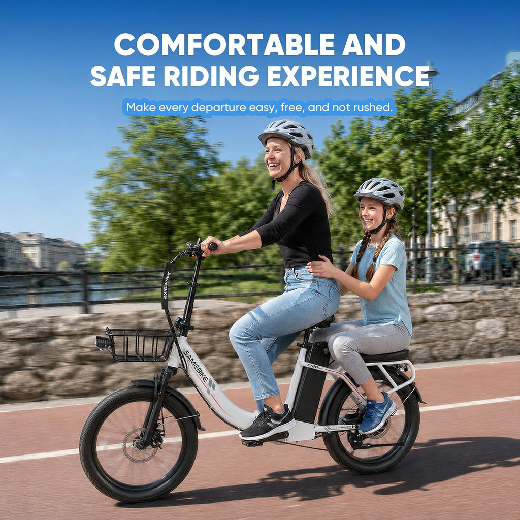 20" Folding Utility Electric Bike | 1200W Peak, 48V 13Ah Removable Battery, 20 MPH Commuter E-Bike with Cargo Basket & Rear Cushion Seat