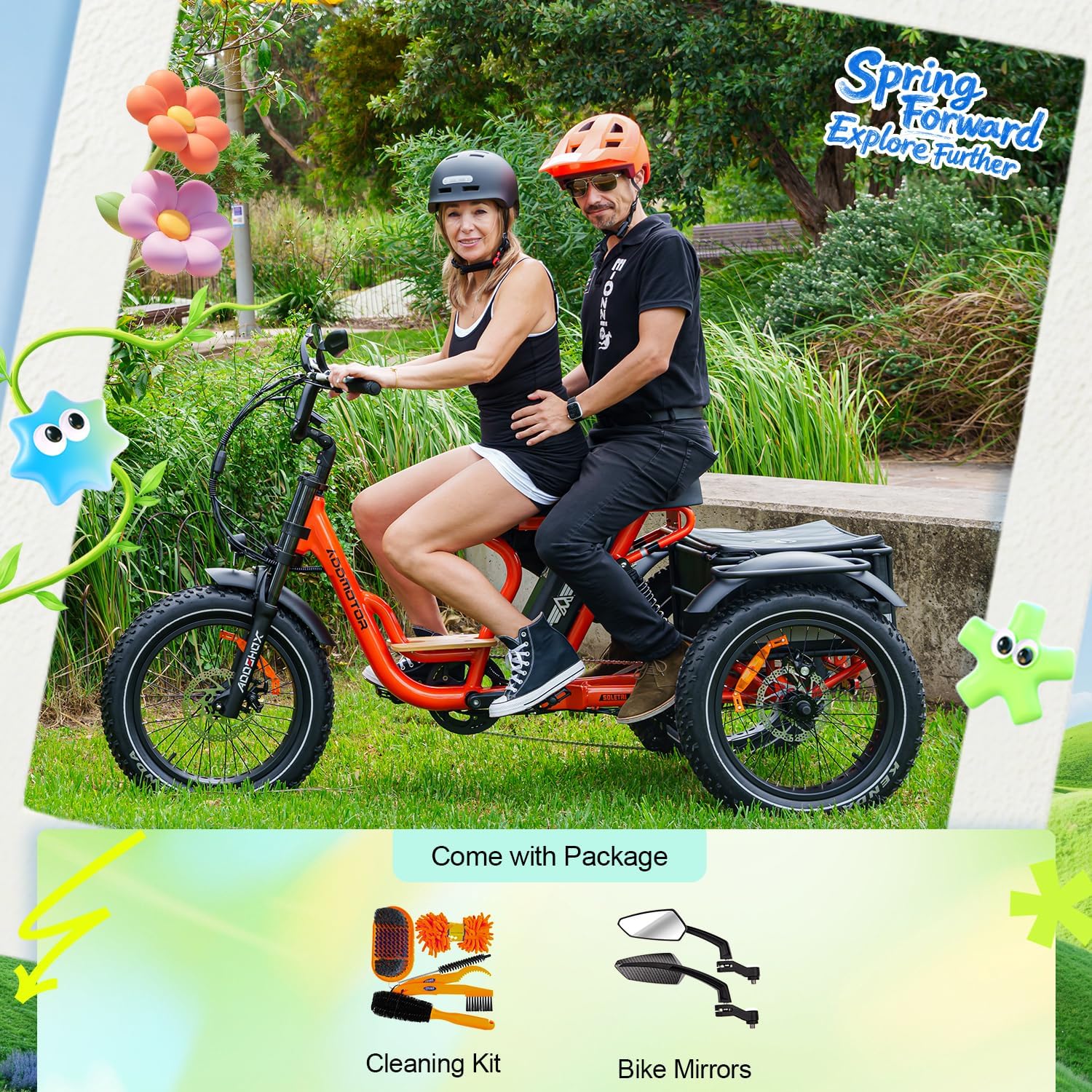 Long-Range Dual-Suspension Electric Tricycle with Banana Seat