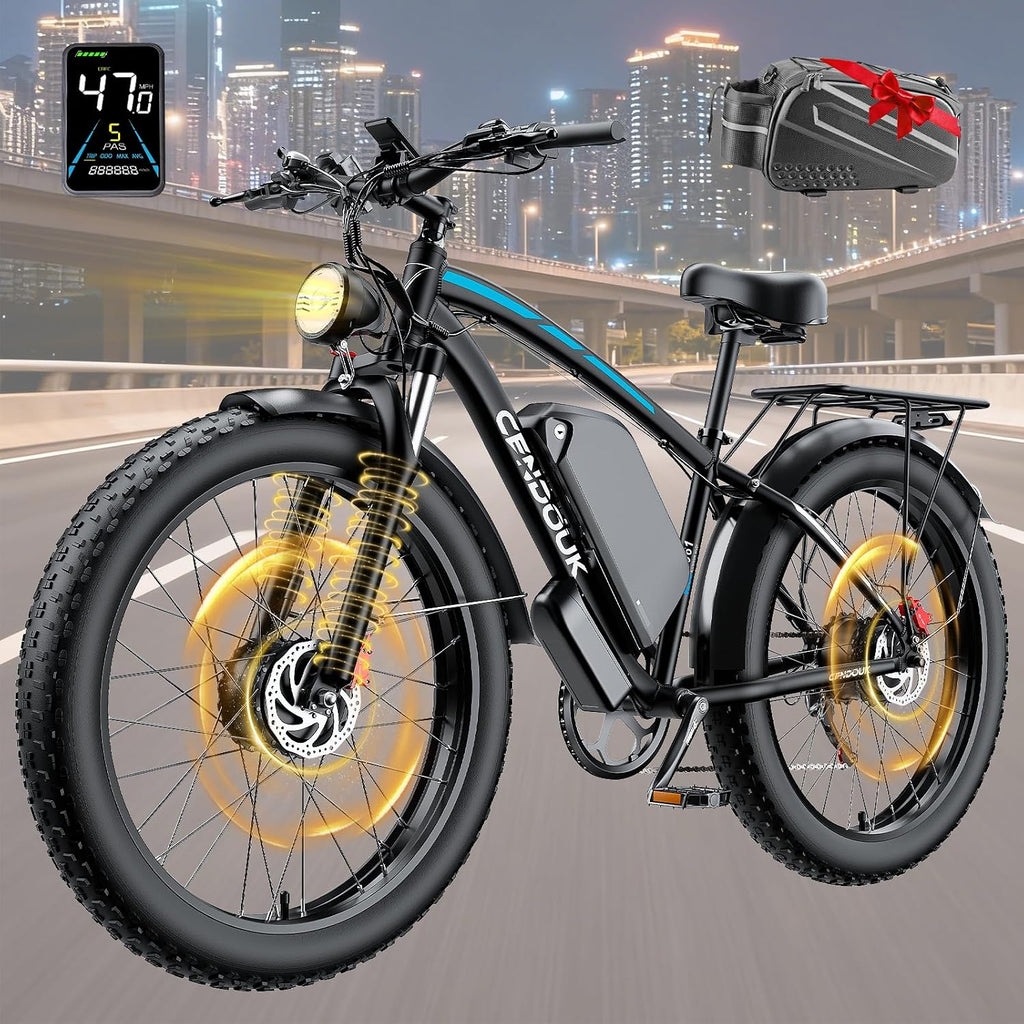 Dual Motor All-Terrain Electric Bike (2026 Upgrade) | 9000W Peak, 58V 36Ah Battery, 47 MPH, 24" Fat Tires, 105-Mile Range with Hydraulic Brakes
