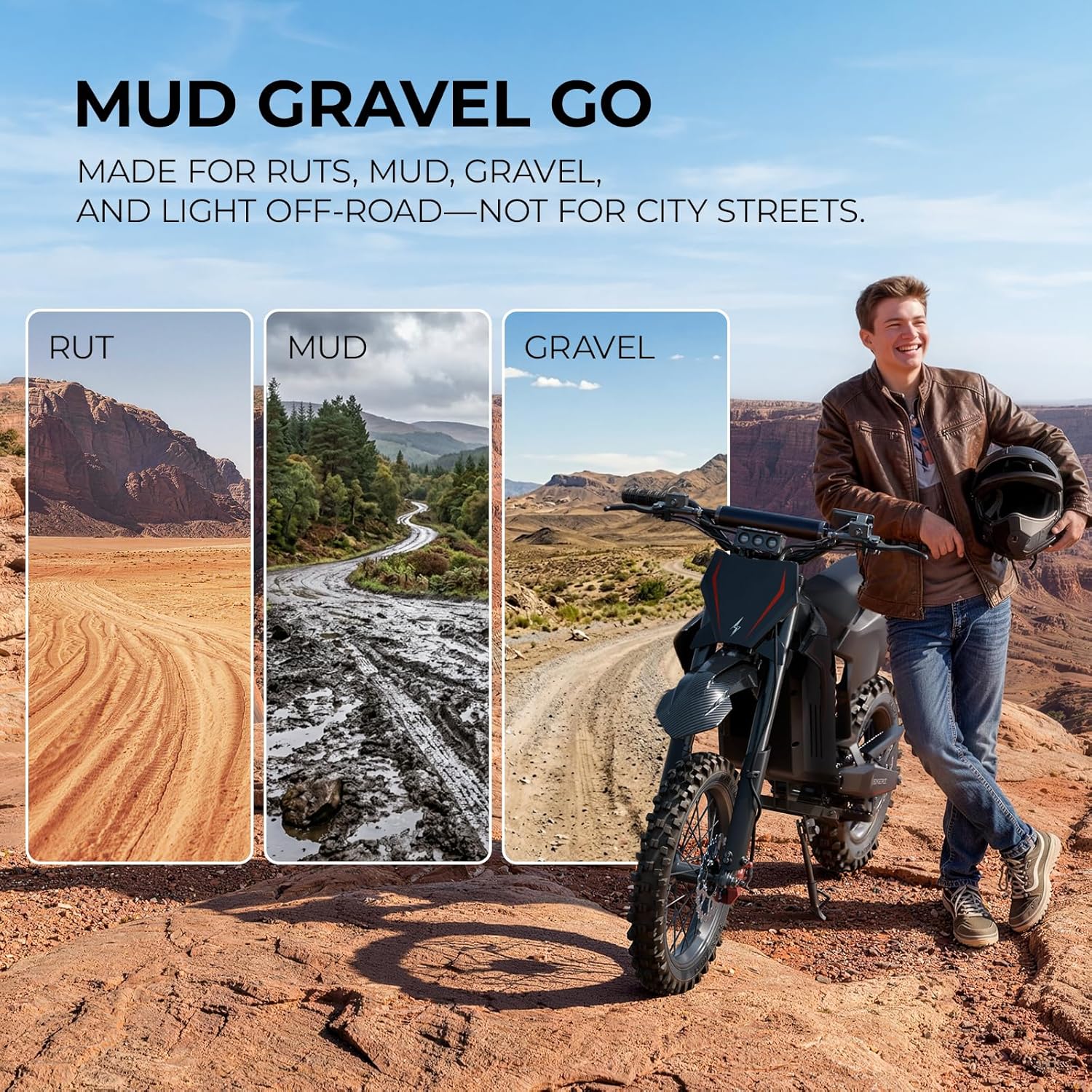 Electric Dirt Bike for Teens, 3200W Electric Motorcycle with Mid-Drive Motor, 37MPH Top Speed, 48V 21Ah