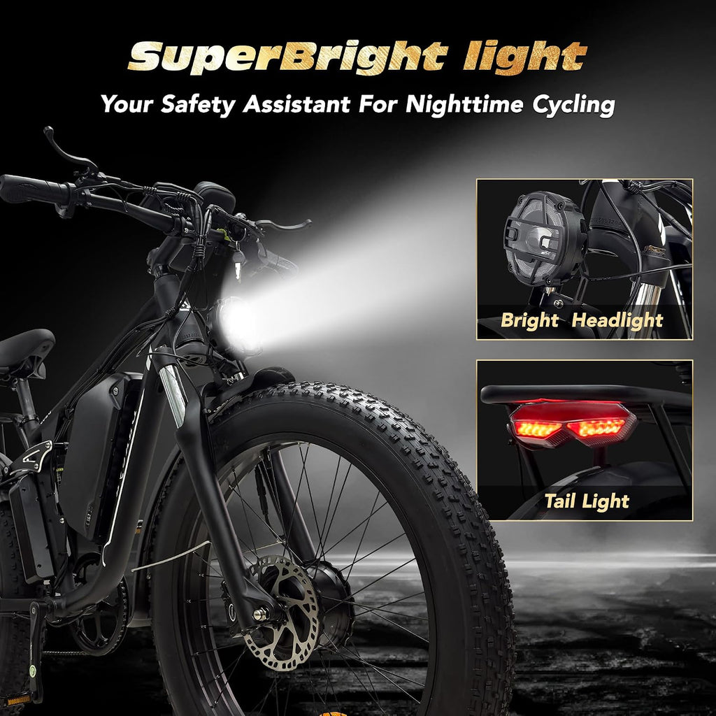 26" Dual Motor All-Terrain Fat Tire Electric Bike | 6000W Peak, 60V, Dual Suspension, 440 lbs Capacity