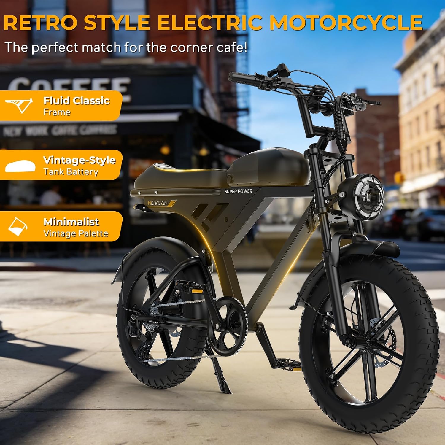 All-Terrain Retro Electric Bike for Adults – 20" Fat Tire Off-Road Mountain Moped (High-Power Hub Motor, Up to 120-Mile Extended Range, 7-Speed)