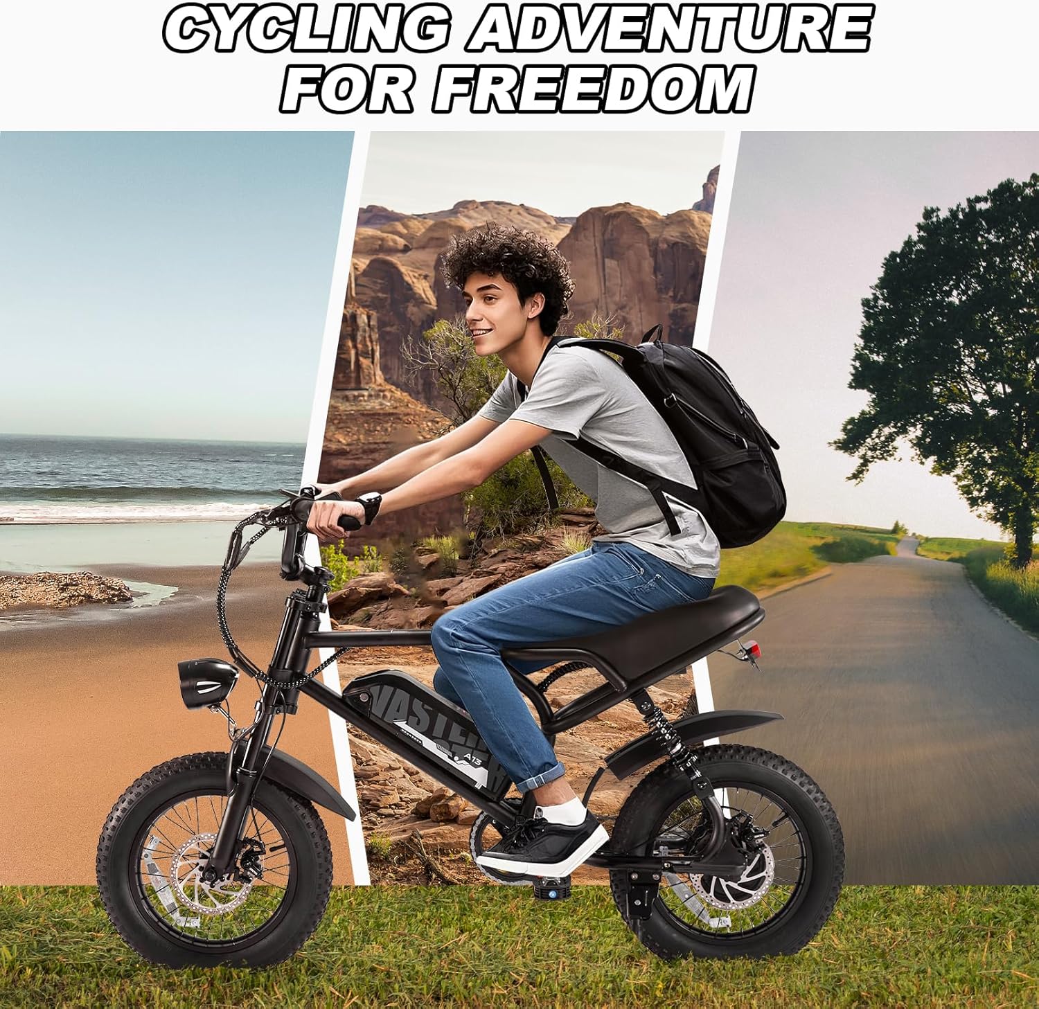Electric Bike, 16'' Fat Tire E-Bike for Teens/Adults, 500W Small E-Bike with 36V/12.8Ah