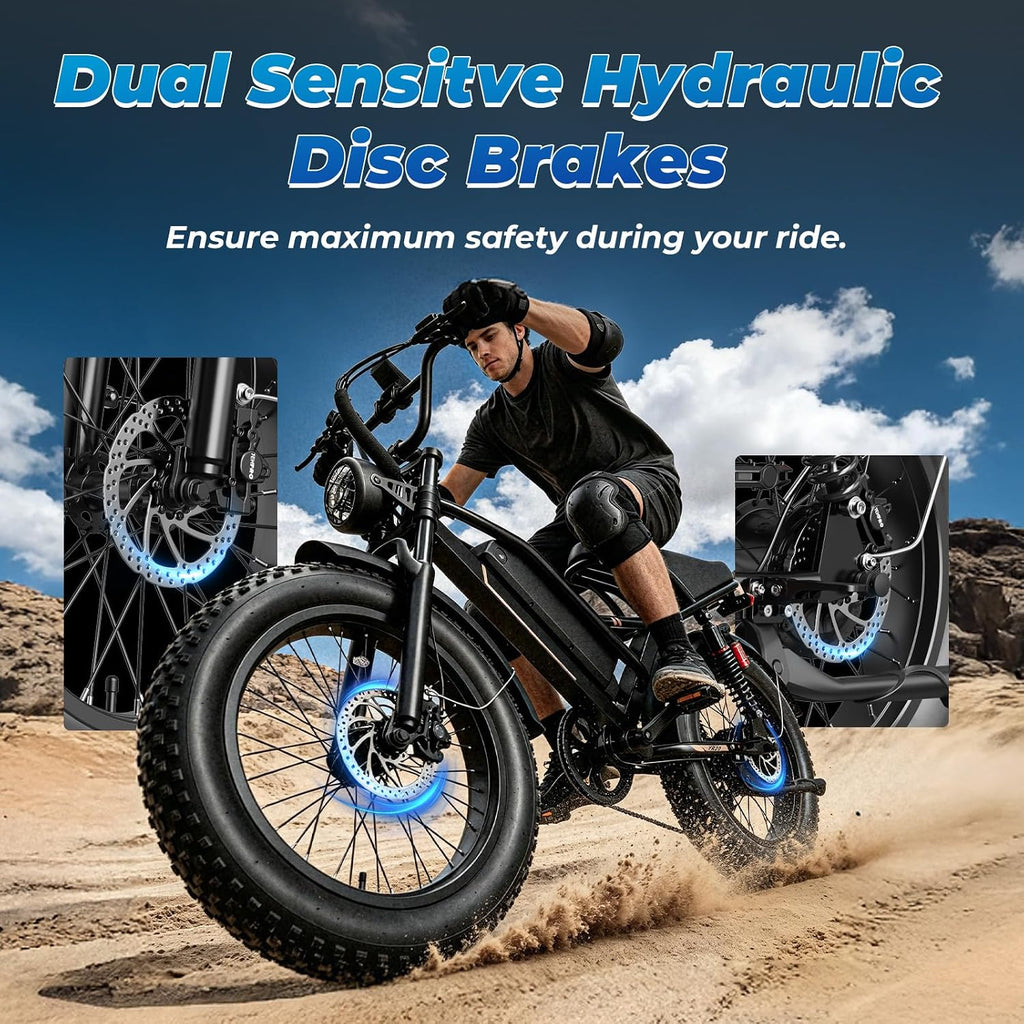 16" / 20" Moped-Style Fat Tire Electric Bike – 2000W/3000W Peak High-Performance All-Terrain E-Bike for Adults & Teens