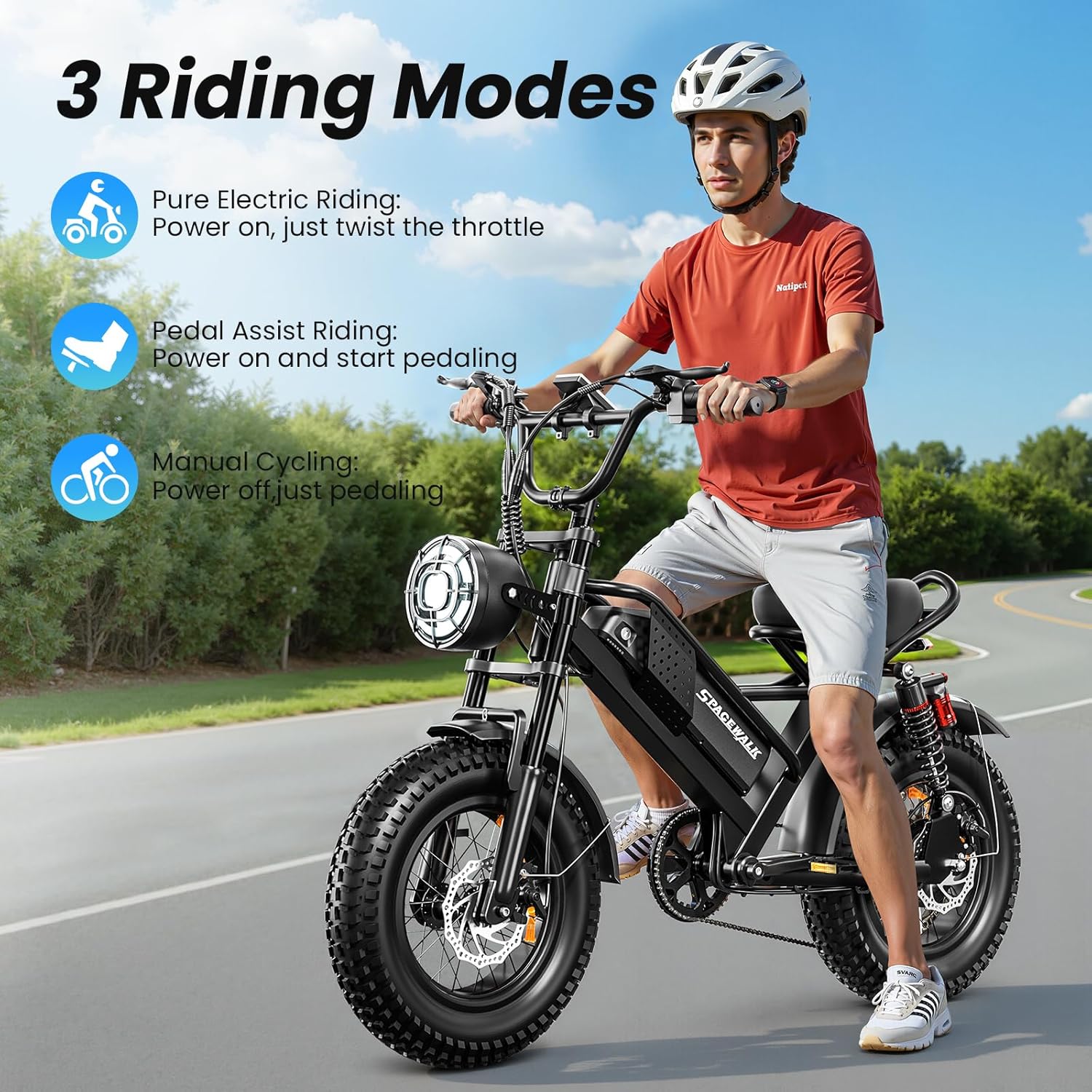 Compact All-Terrain Electric Bike for Teens & Adults – 16"x4" Fat Tires, Peak 1800W High-Torque Motor, 7-Speed, Full Suspension, UL 2849 Safety Certified (Ideal for Riders Under 5'2")