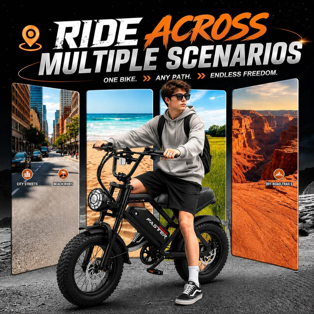 1000W Peak Power Electric Mountain Bike | 20+ MPH 16" Fat Tire E-Bike