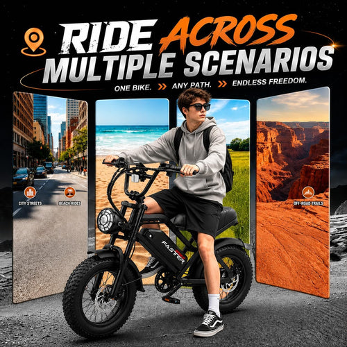 1000W Peak Power Electric Mountain Bike | 20+ MPH 16" Fat Tire E-Bike
