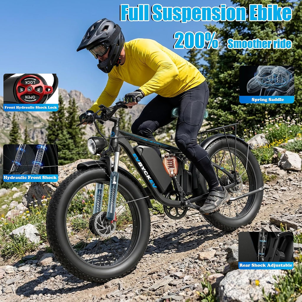 9000W Peak Dual Motor Electric Bike | 47MPH Full Suspension Fat Tire E-Bike