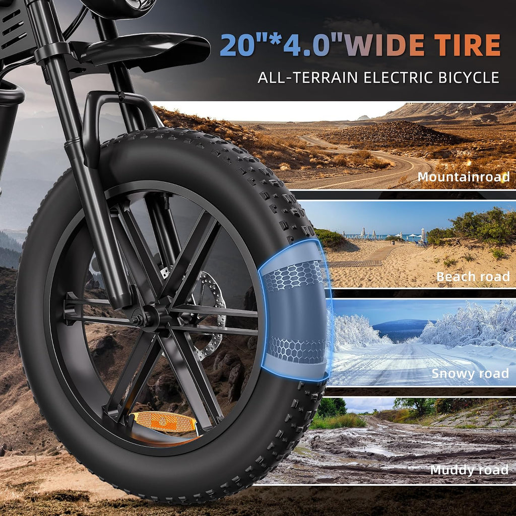 Smart 20" Fat Tire All-Terrain Electric Bike – 1500W Peak Motor, 35MPH Max Speed, 52V 25Ah Removable Battery, NFC/Password Start (UL2849 Certified)