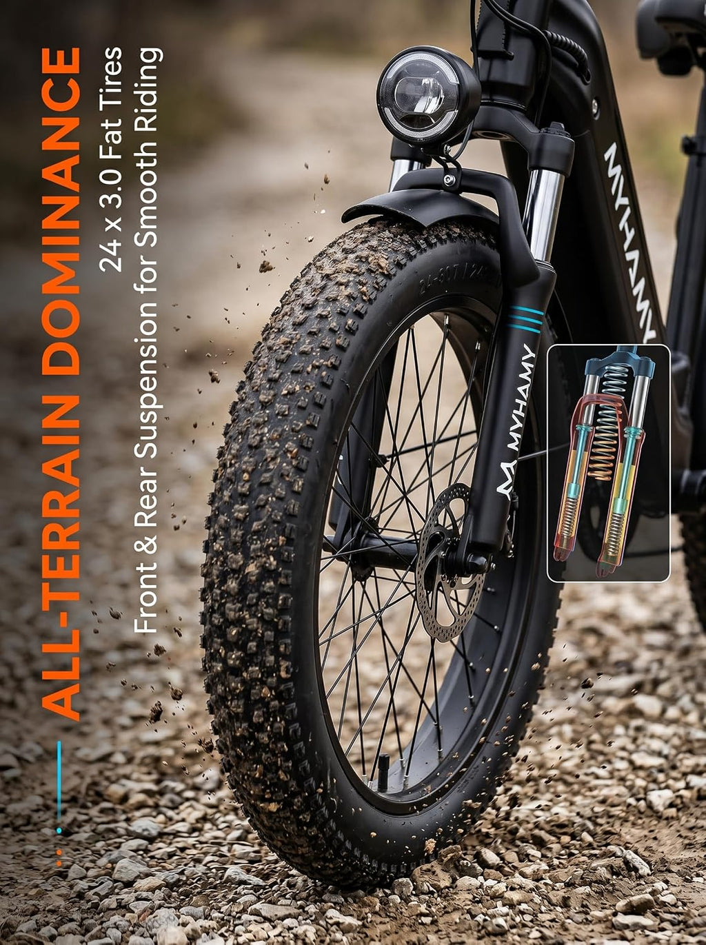 26" Full Suspension 2000W All-Terrain Fat Tire Electric Bike
