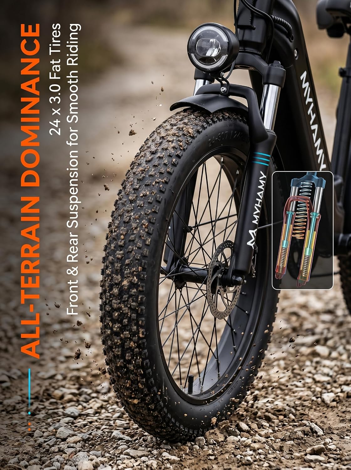26" Full Suspension 2000W All-Terrain Fat Tire Electric Bike