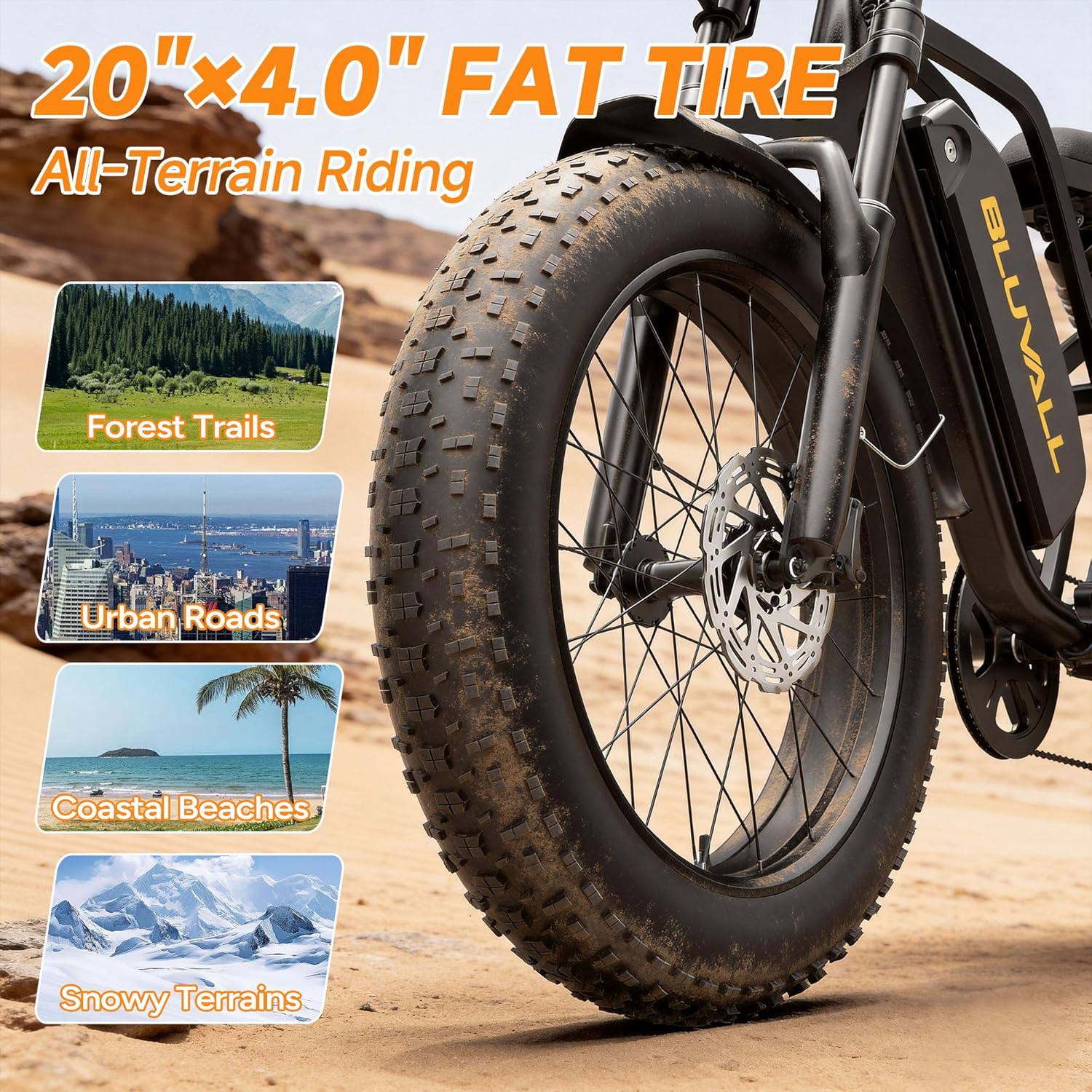 Electric Bike for Adults，Peak 1500W e Bike，20" x 4.0 Fat Tire, 52V20AH