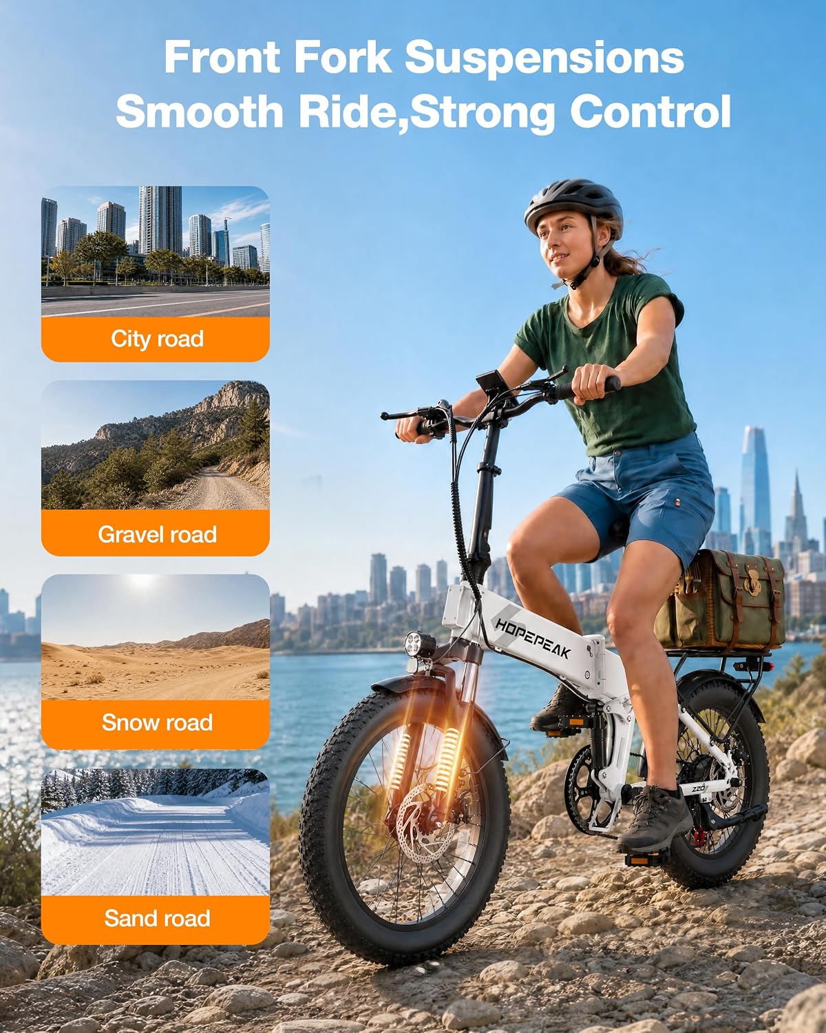 1200W Peak Folding Electric Bike | 20" Fat Tire Full Suspension E-Bike