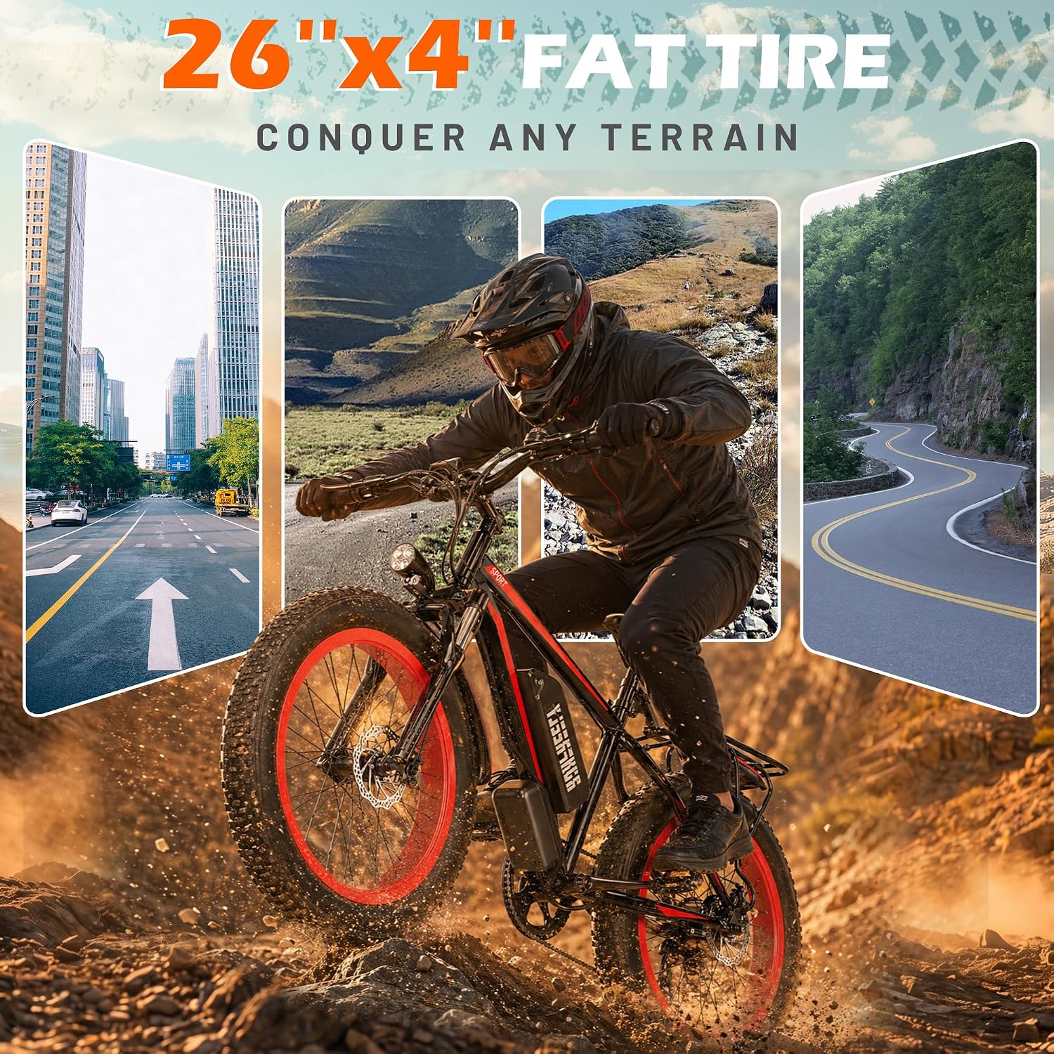 1500W/3000W Peak Dual-Performance 26" Fat Tire Electric Mountain Bike – 48V 13Ah Mountain Bicycle & Commuter E-Bike