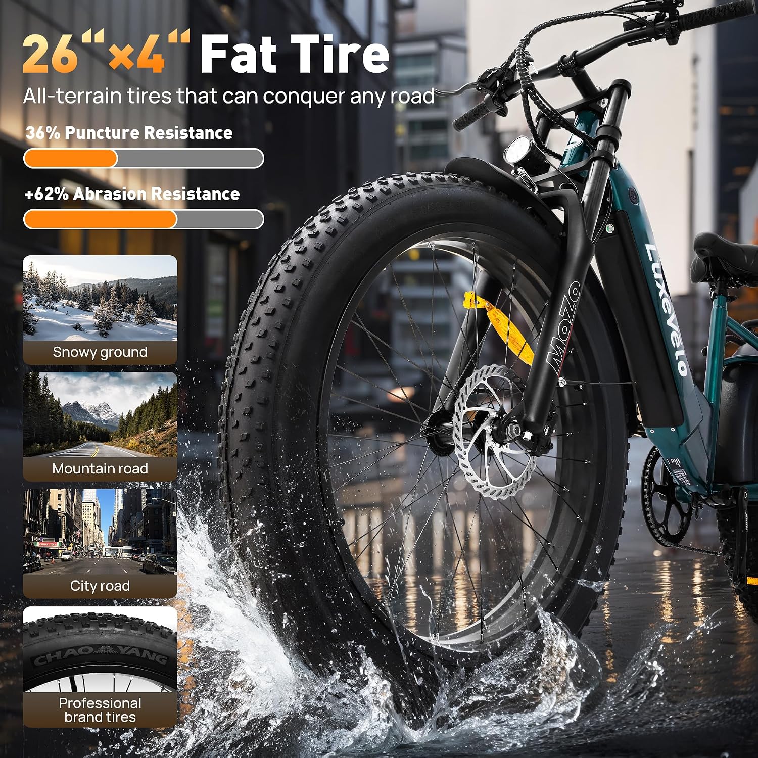 26" All-Terrain Fat Tire Electric Mountain Bike – 1000W Peak Motor E-Bike with 48V 13Ah Removable Battery, 50-Mile Range & Smart LCD Display