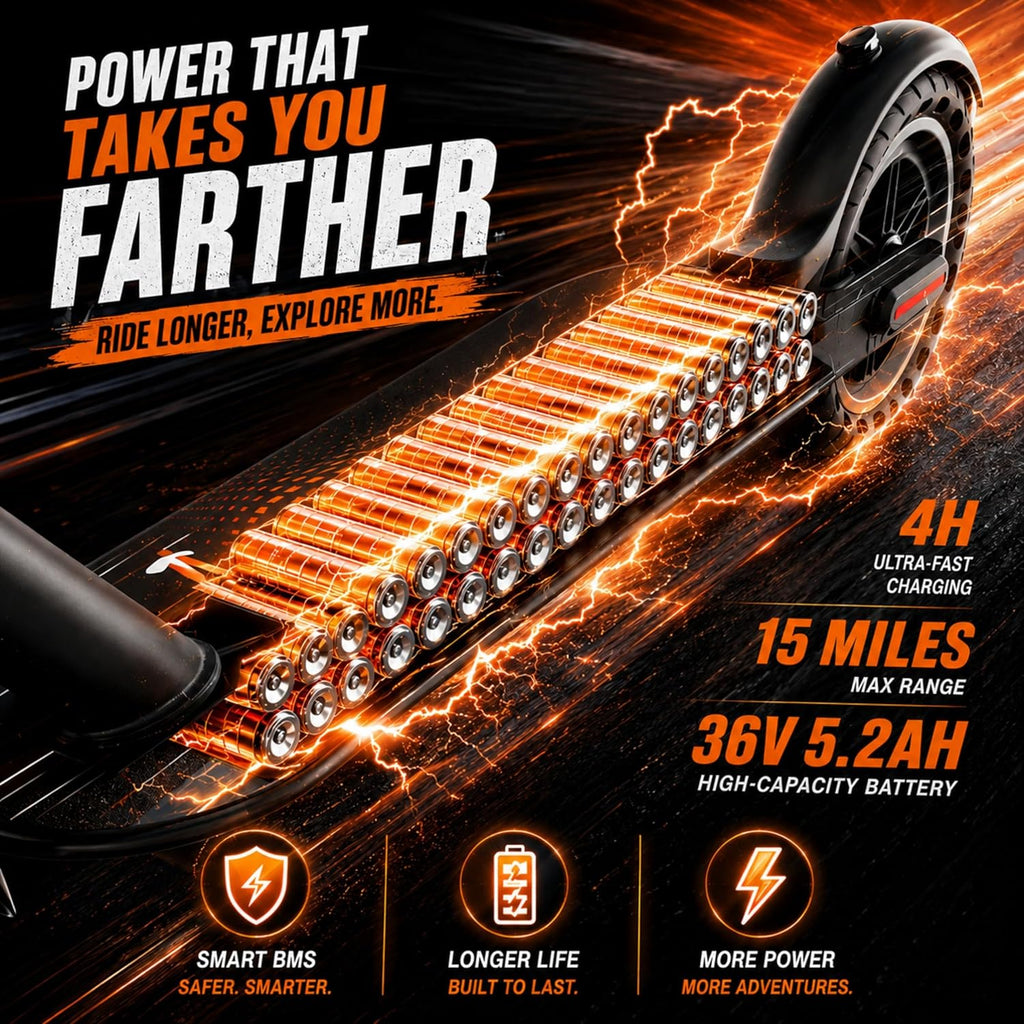 Electric Scooter, 350W-500W Motor, 9 MPH to 22MPH, 10-41 Miles Range