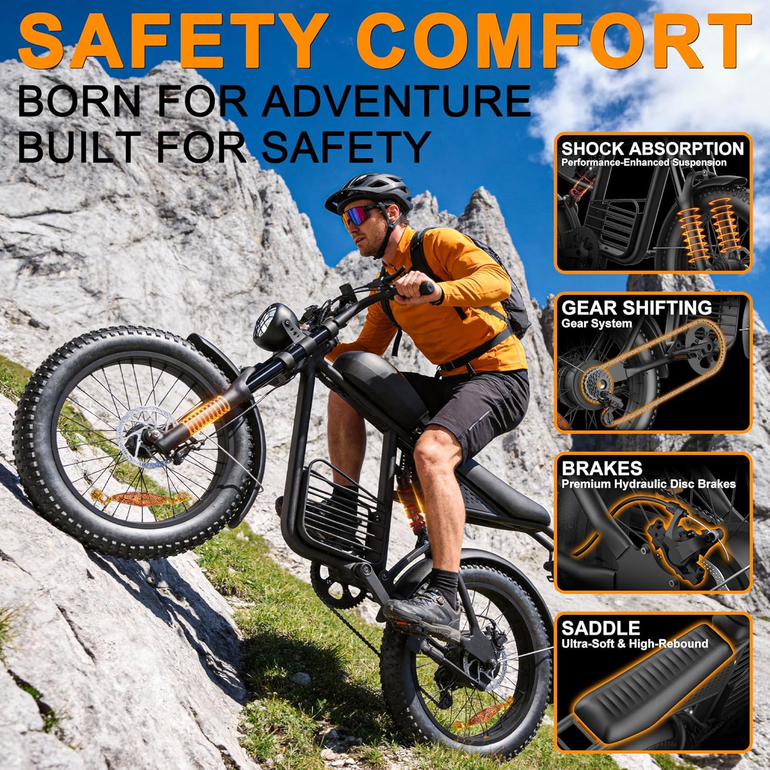 20" Fat Tire Electric Bike for Adults – 1500W Peak Motor, Up to 35 MPH & 60-Mile Range