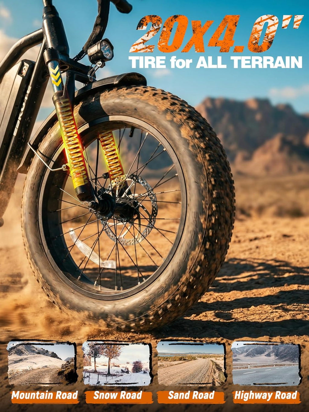 1200W Full Suspension Fat Tire Electric Mountain Bike – 52V 20.8Ah Long Range Battery, 33MPH Fast Off-Road & Commuter E-Bicycle