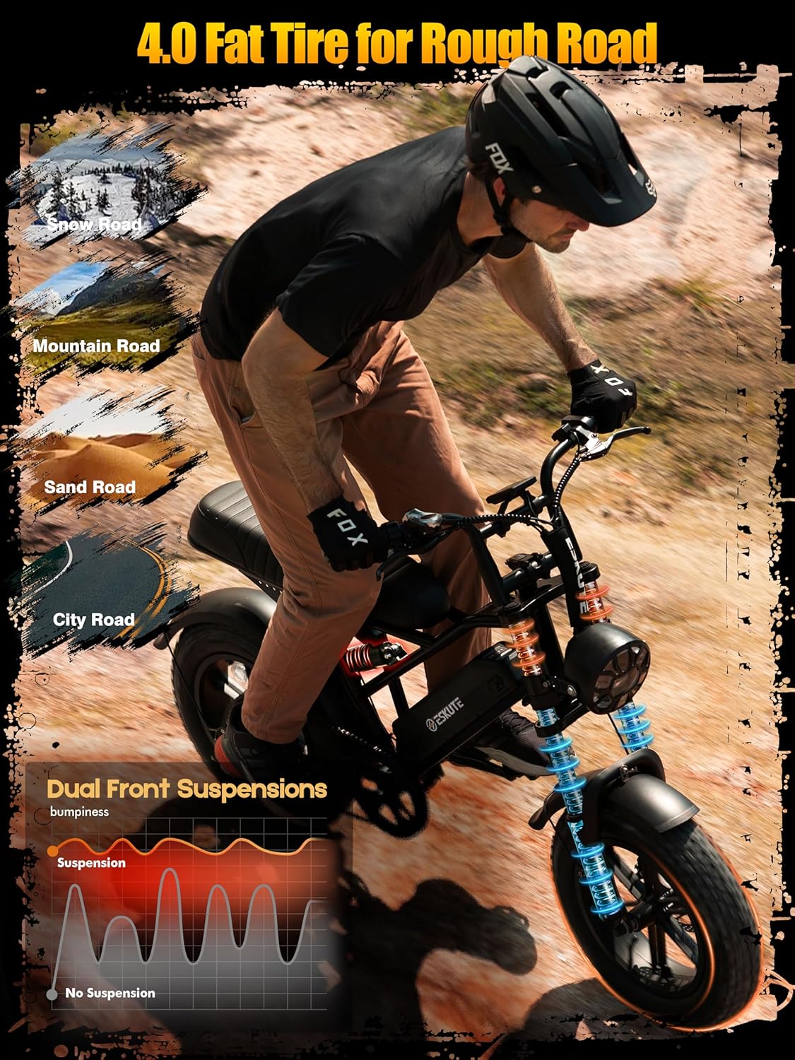 Electric Bike for Adults, Electric Dirt Bike 1500W Peak Motor, All Terrain Dual Suspension
