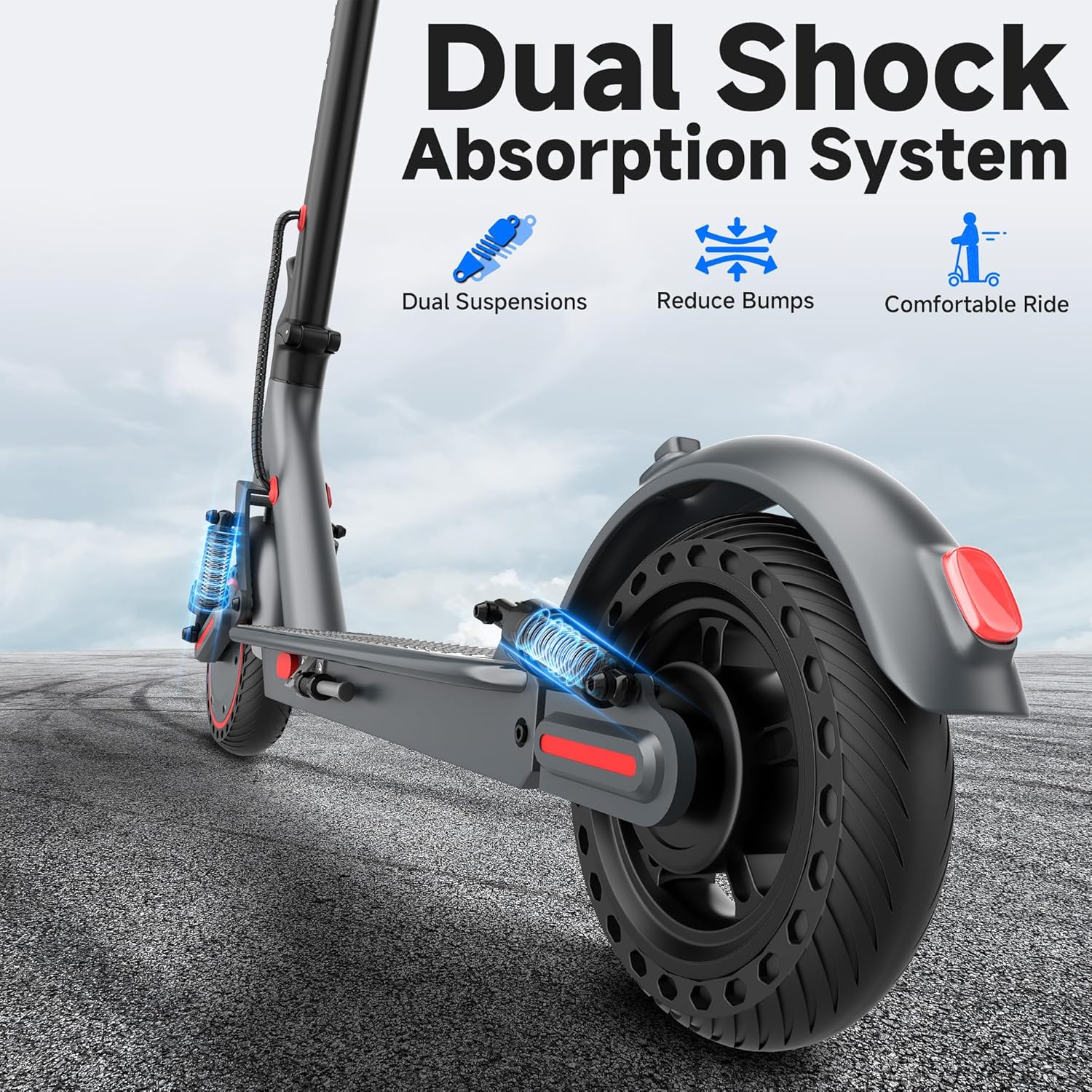 10''-500W-Electric Scooter with Dual Suspensions, Top Speed 22 Mph, Long Range 22-31 Miles, Folding E-Scooter Adult, Dual Braking, App, 8.5''-350W/Scooter
