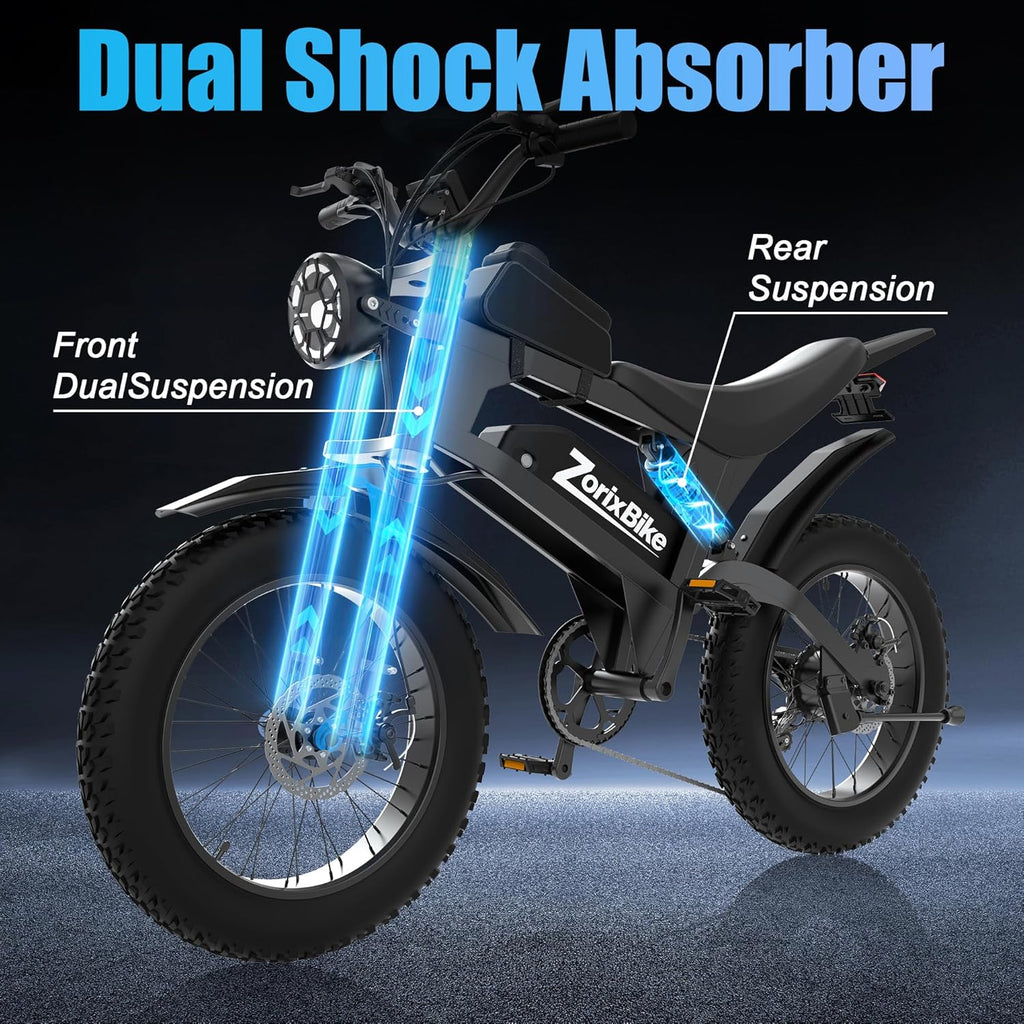 20" Fat Tire Electric Dirt Bike for Adults | 1500W Peak Motor, 48V 20Ah Battery, 31 MPH, UL2849 Safety Certified E-Bike