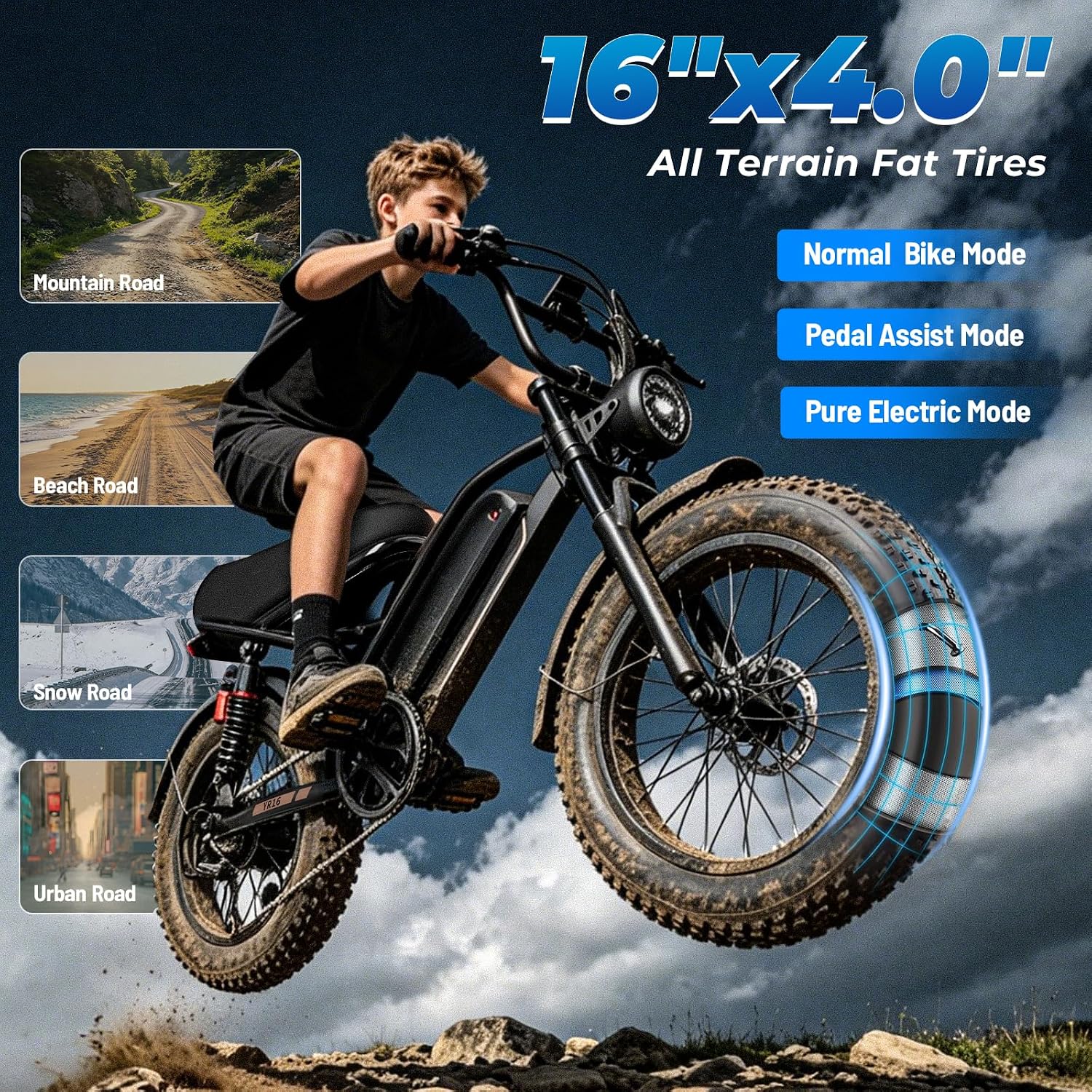 All-Terrain Fat Tire Electric Bike | 2000W Peak Motor & 48V Removable Battery