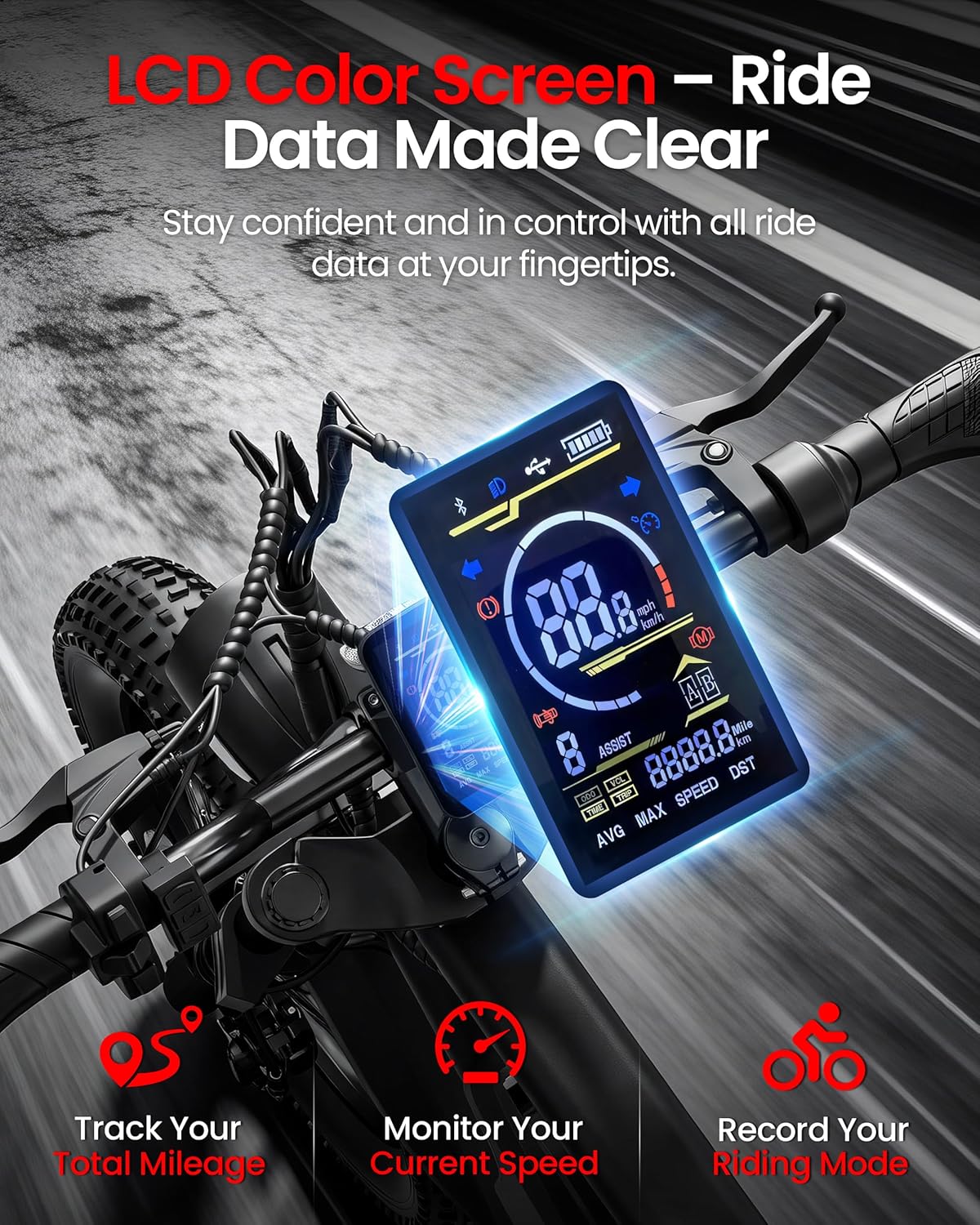 Electric Bike for Adults/Teens, Peak 1500W & 65 Miles Long Range, 48V 15.6Ah