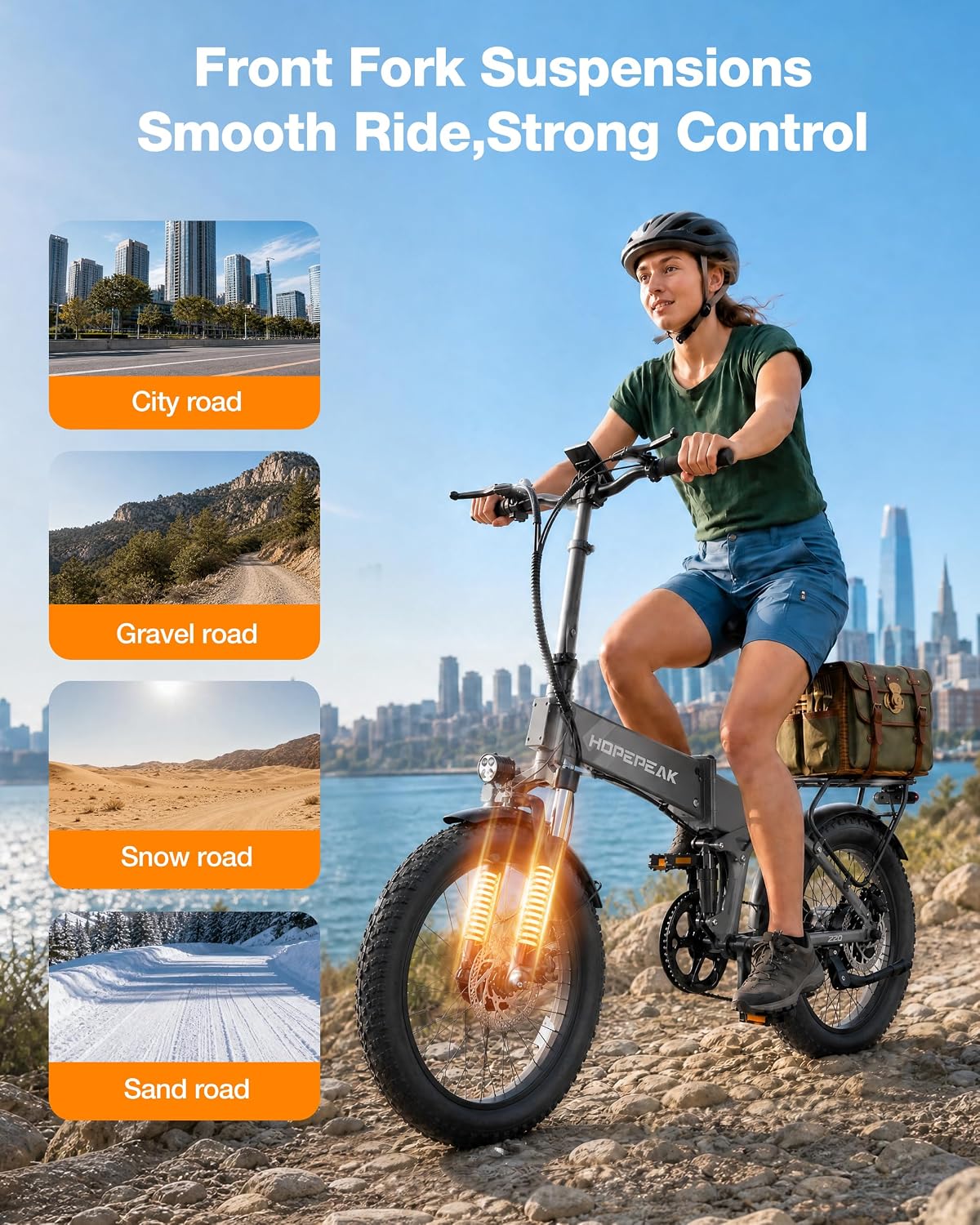 1200W Peak Foldable Fat Tire Electric Bike for Adults – 28 MPH Full-Suspension Commuter & Off-Road E-Bike