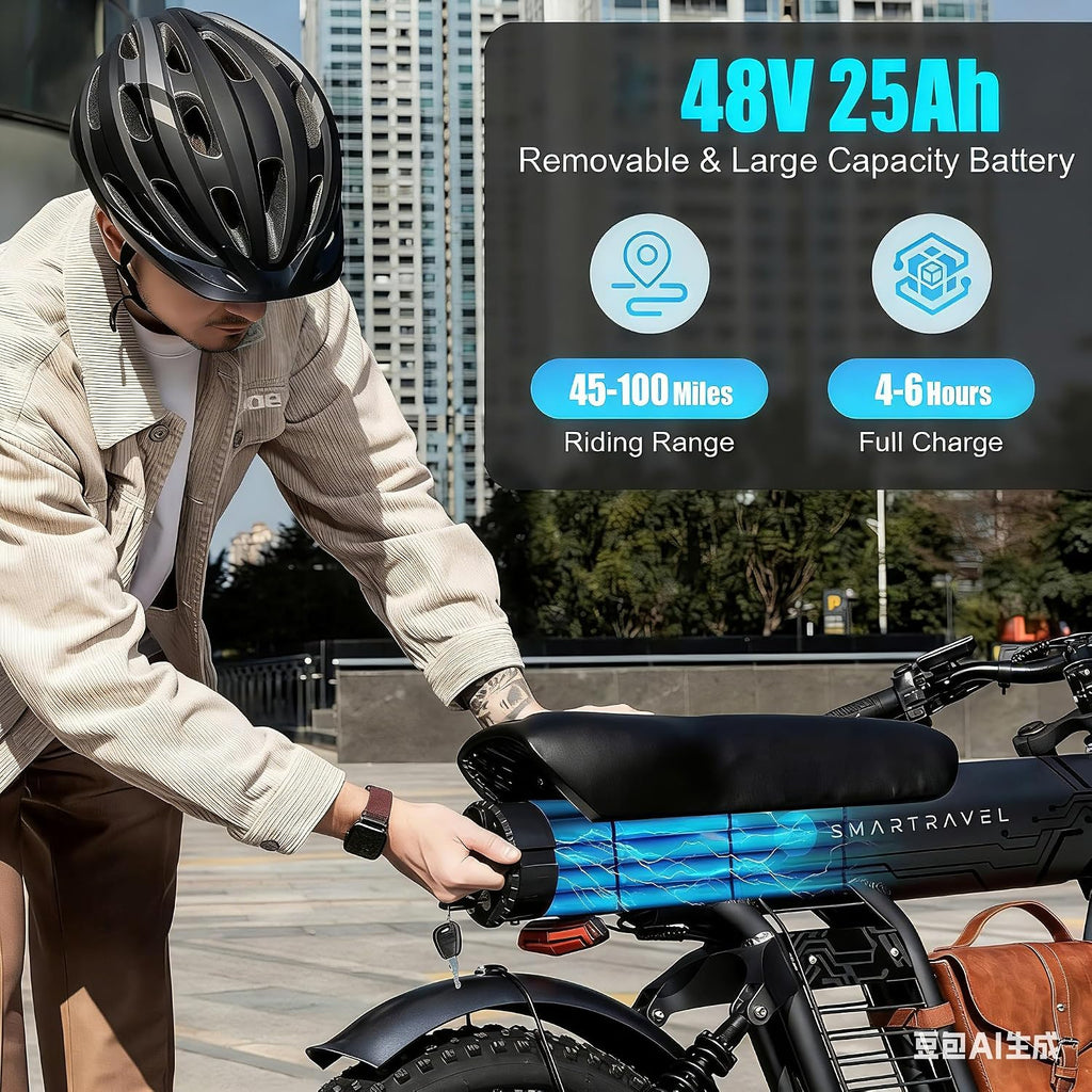 1200W Peak Adult Electric Dirt Bike | 20" Fat Tire Multi-Use E-Bike