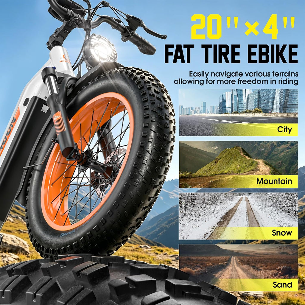 3000W Off-Road Electric Bike - 20" Fat Tire Adult E-Bike (52V 25Ah, Up to 105-Mile Range)
